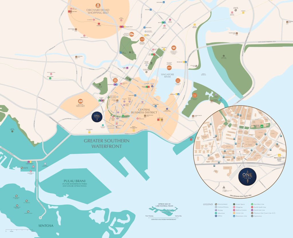One Bernam location map, Downtown Core, Singapore