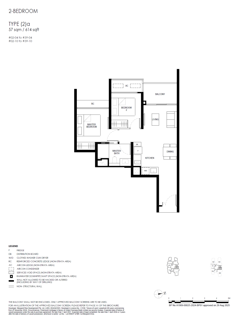 Penrith floor plan Type 2A, 614 sqft, Queenstown, Singapore