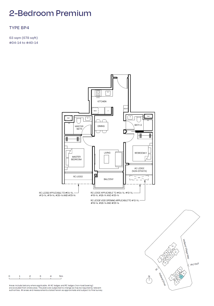 Skye floor plan Type BP4, 678 sqft, Queenstown, Singapore
