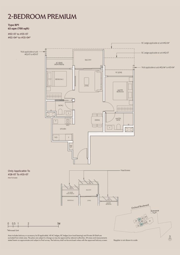 Upperhouse floor plan Type BP1, 700 sqft, River Valley, Singapore