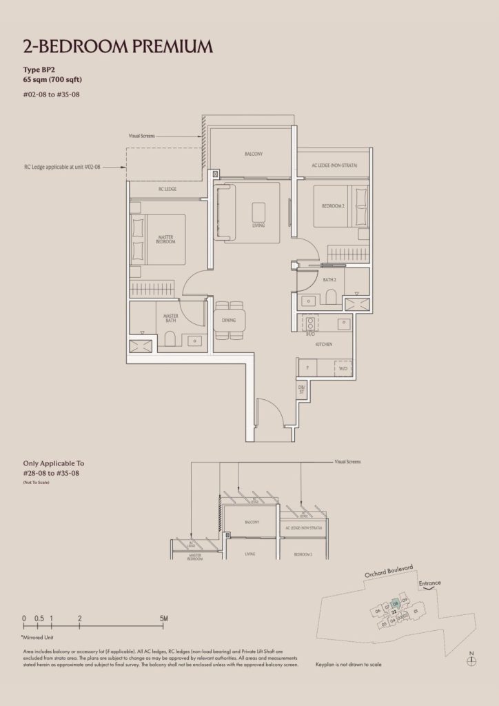 Upperhouse floor plan Type BP2, 700 sqft, River Valley, Singapore
