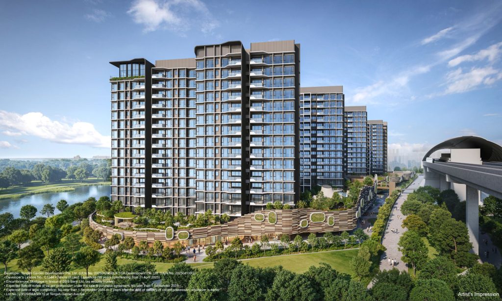Tengah Garden Residences tower exterior, Tengah, Singapore