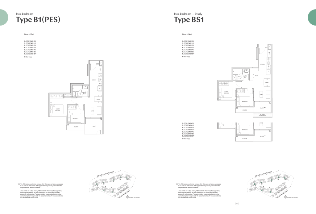 Affinity at Serangoon 1 bedroom with study floor plan, Type 1+1