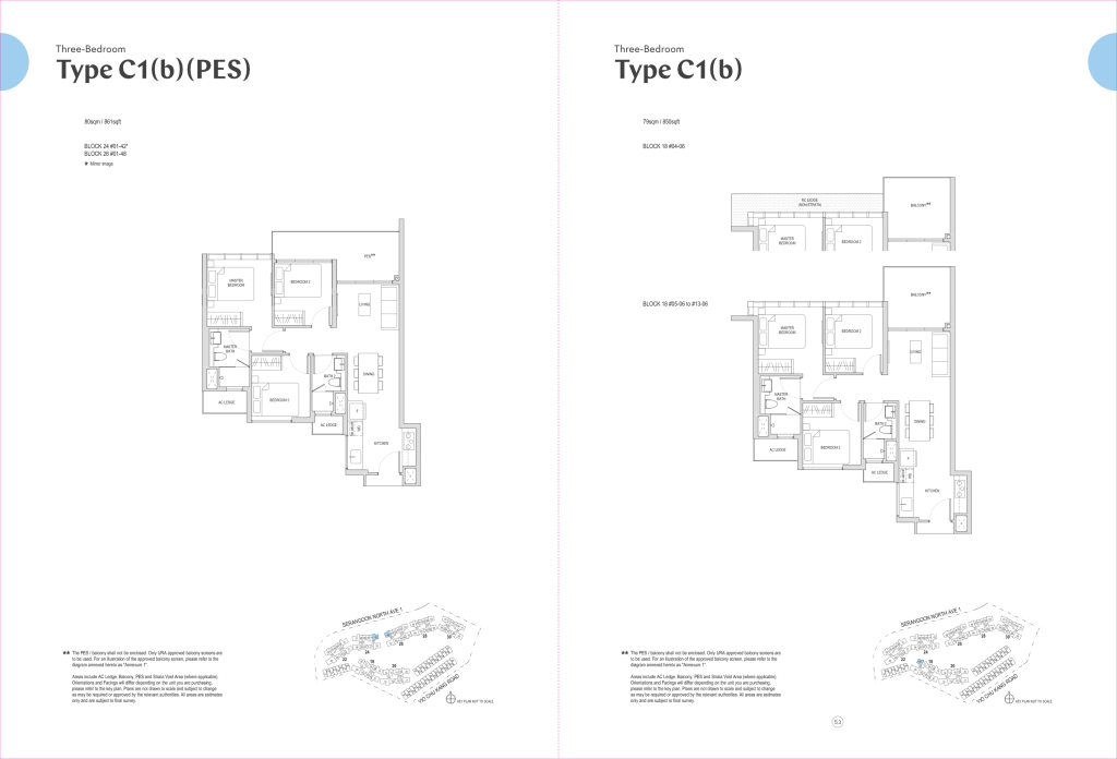 Affinity at Serangoon 2 bedroom with study floor plan, Type 2+1
