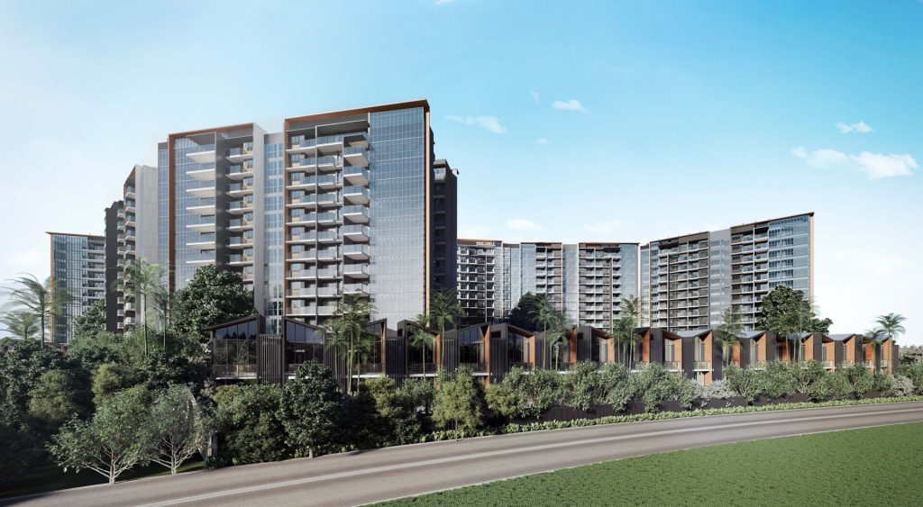 Affinity at Serangoon blocks and townhouses seen from the road, Serangoon, Singapore