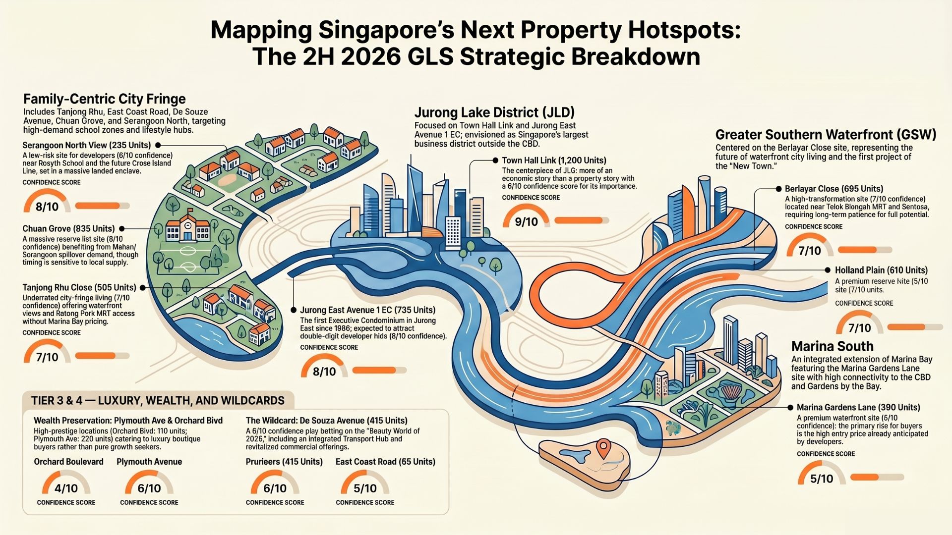 GLS sites 2H 2026 strategic breakdown infographic across four growth corridors