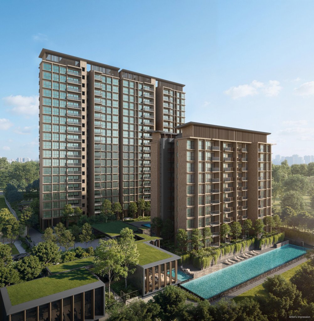 Dunearn House residential blocks and lap pool, Bukit Timah, Singapore