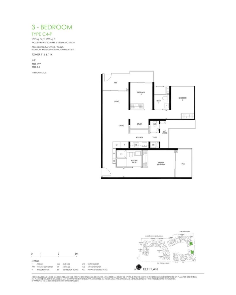 Daintree floor plan Type C4-Patio, 1152 sqft, Bukit Timah, Singapore