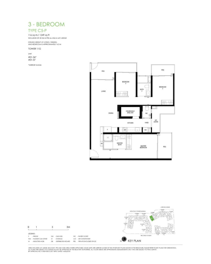 Daintree floor plan Type C5-Patio, 1249 sqft, Bukit Timah, Singapore