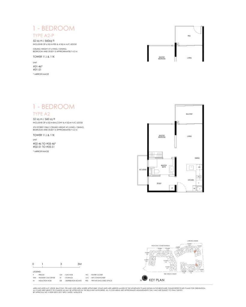 Daintree floor plan Type A2, 560 sqft, Bukit Timah, Singapore