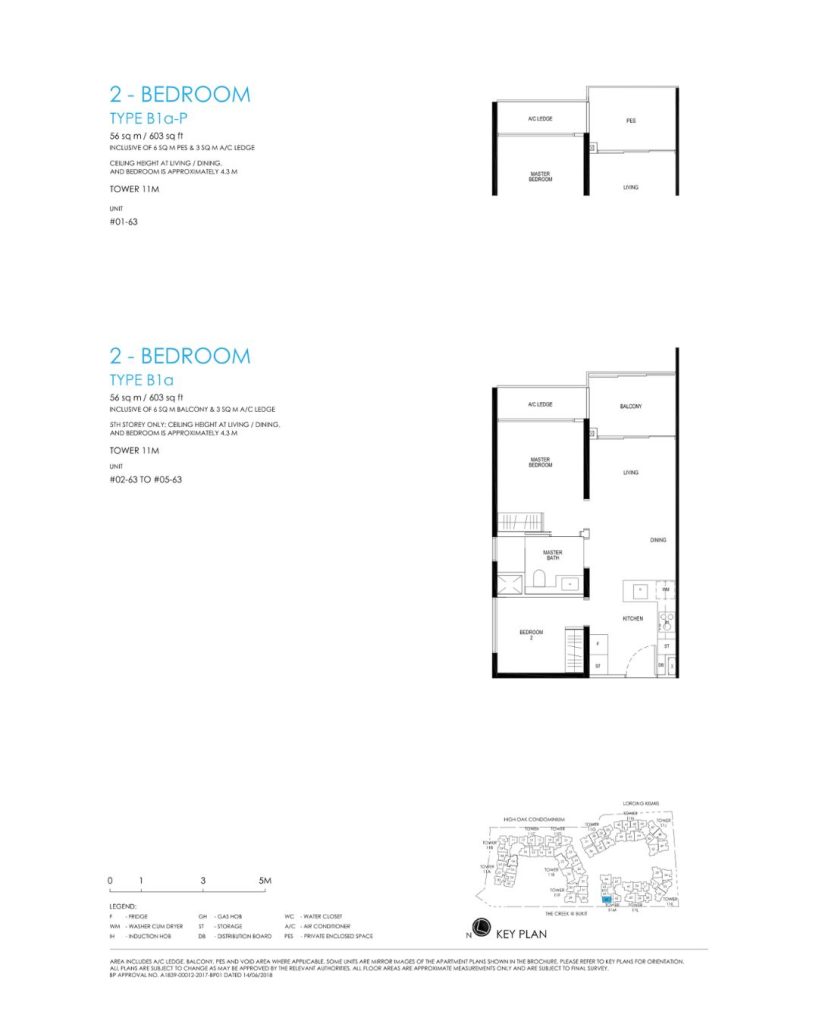 Daintree floor plan Type B1a, 603 sqft, Bukit Timah, Singapore