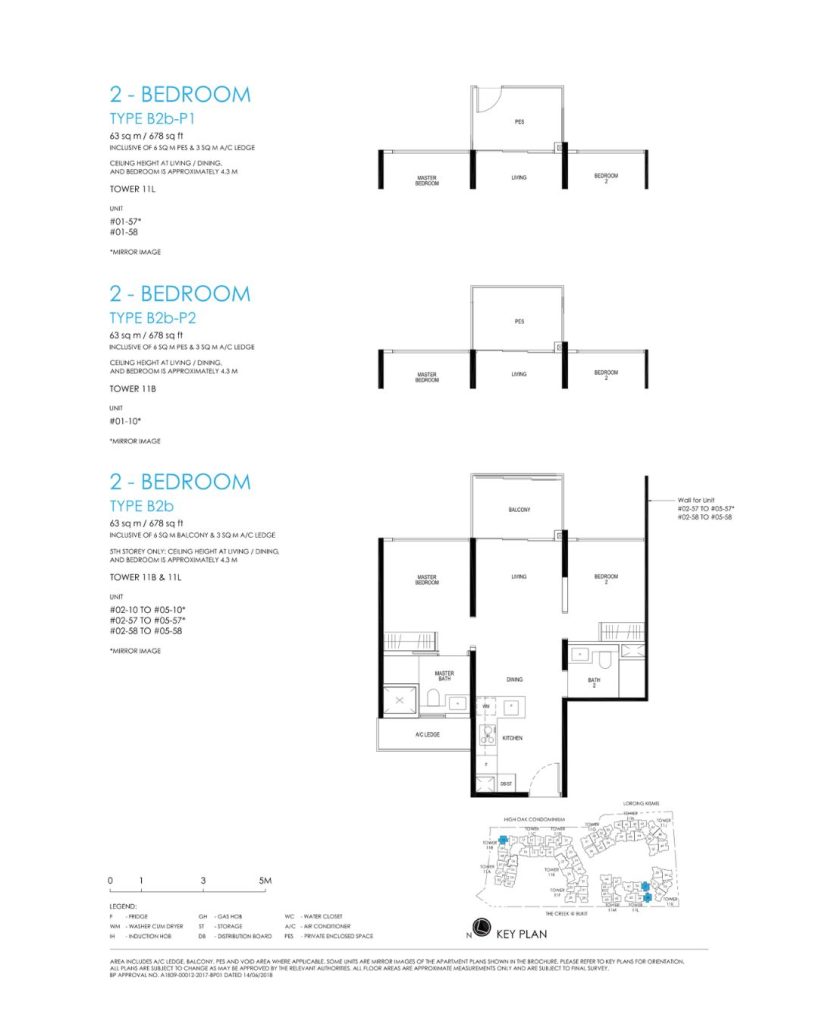 Daintree floor plan Type B2, 678 sqft, Bukit Timah, Singapore