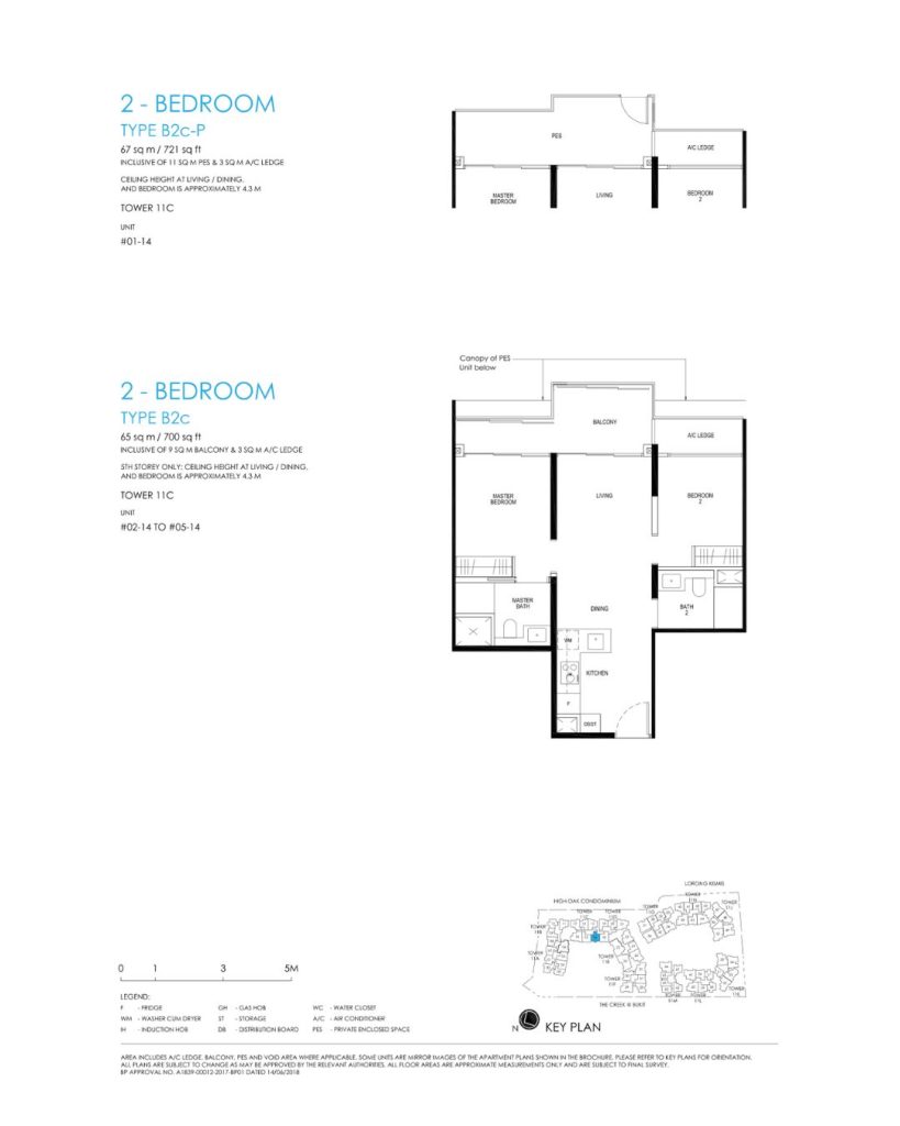 Daintree floor plan Type B2c, 700 sqft, Bukit Timah, Singapore