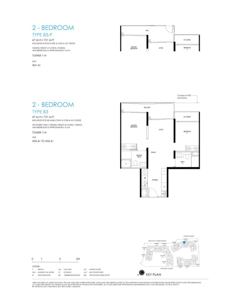 Daintree floor plan Type B3, 721 sqft, Bukit Timah, Singapore