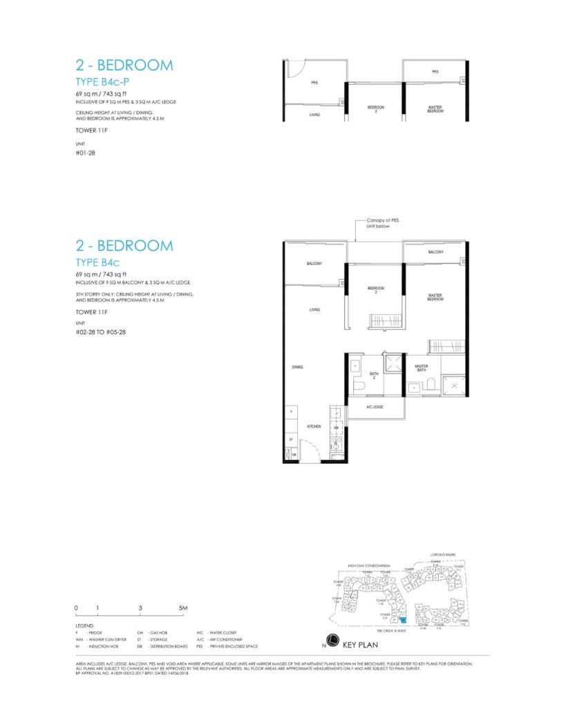 Daintree floor plan Type B4c, 743 sqft, Bukit Timah, Singapore