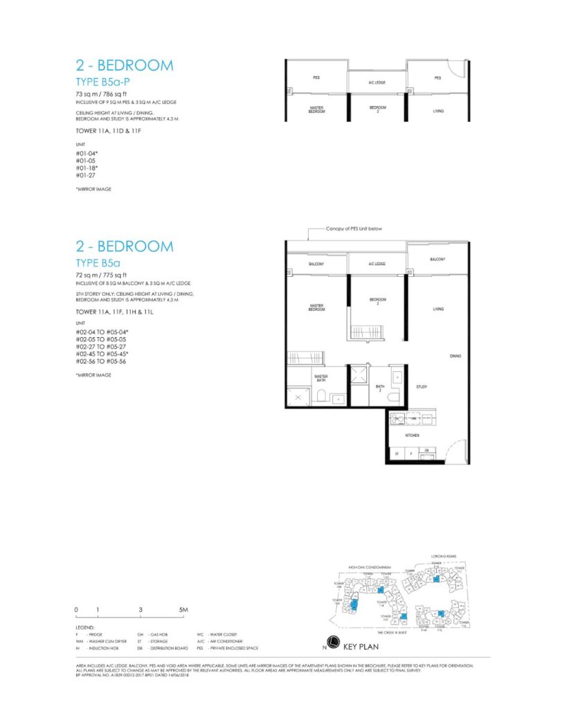 Daintree floor plan Type B5, 775 sqft, Bukit Timah, Singapore