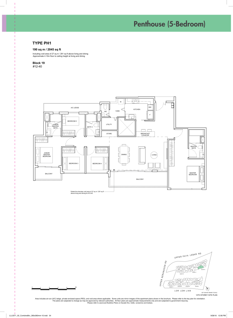 Forest Woods floor plan Type PH1, 2045 sqft, Serangoon, Singapore