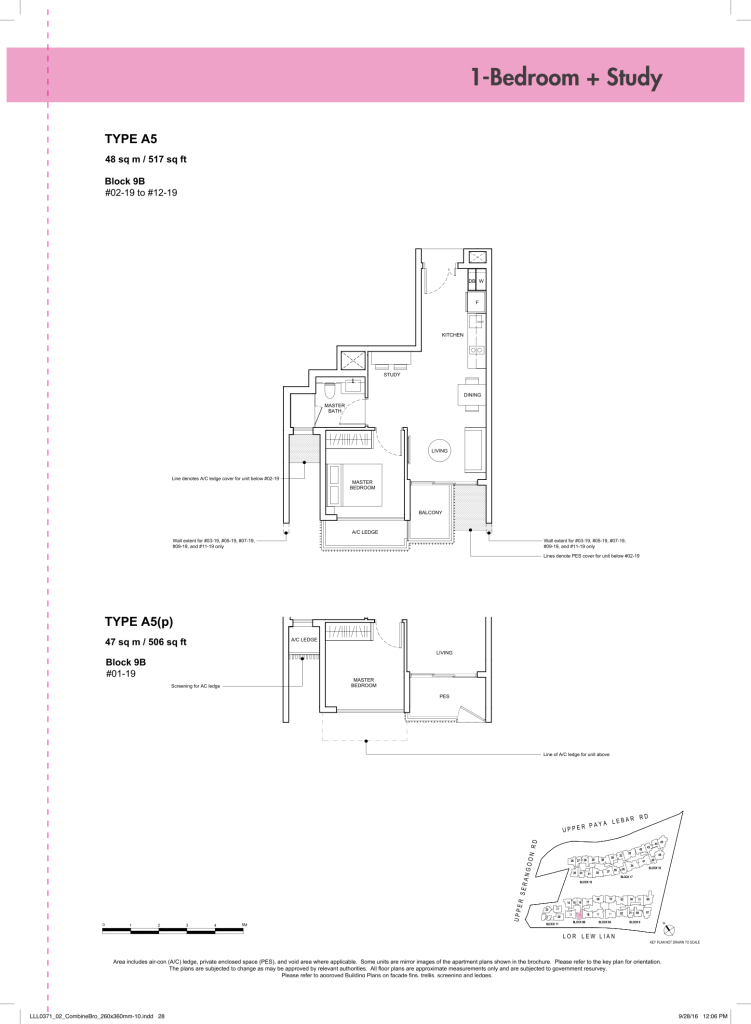 Forest Woods floor plan Type A5, 517 sqft, Serangoon, Singapore