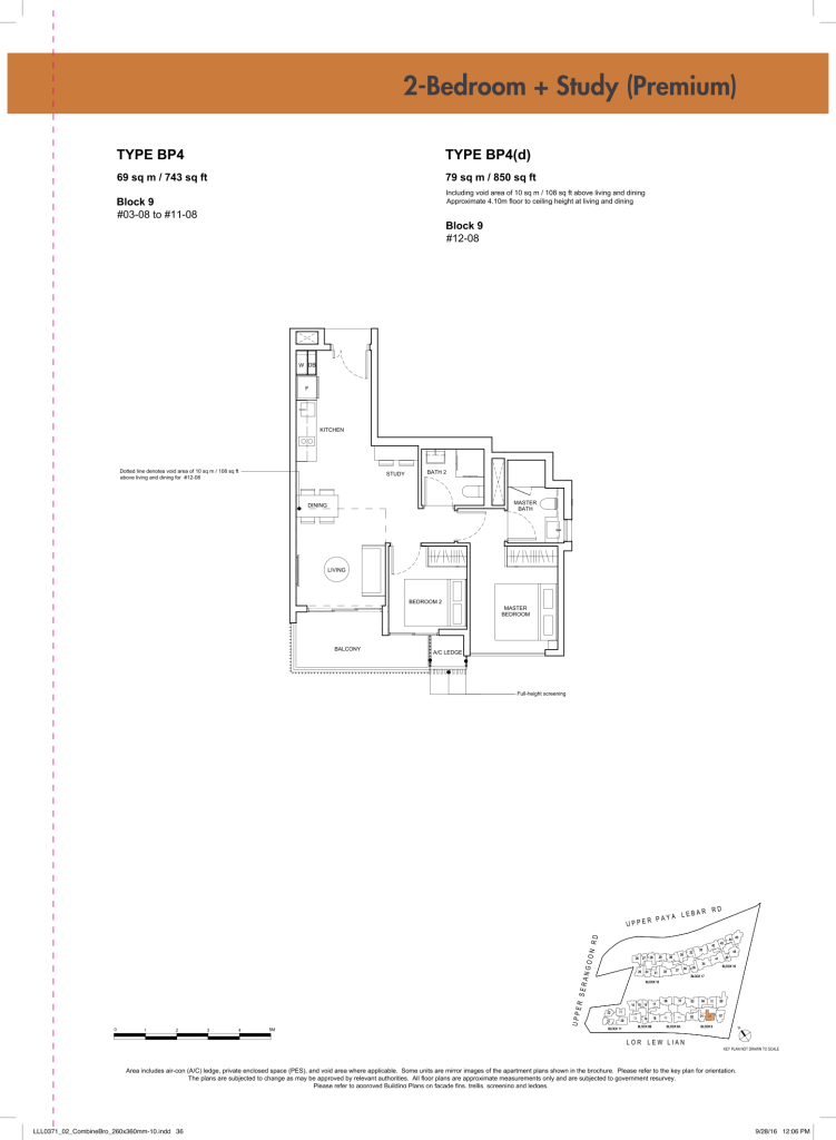 Forest Woods floor plan Type BP4, 743 sqft, Serangoon, Singapore