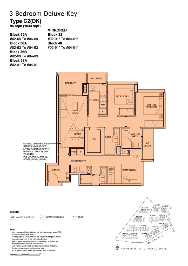 Forett at Bukit Timah floor plan Type C2-DK, 1033 sqft, Bukit Timah, Singapore