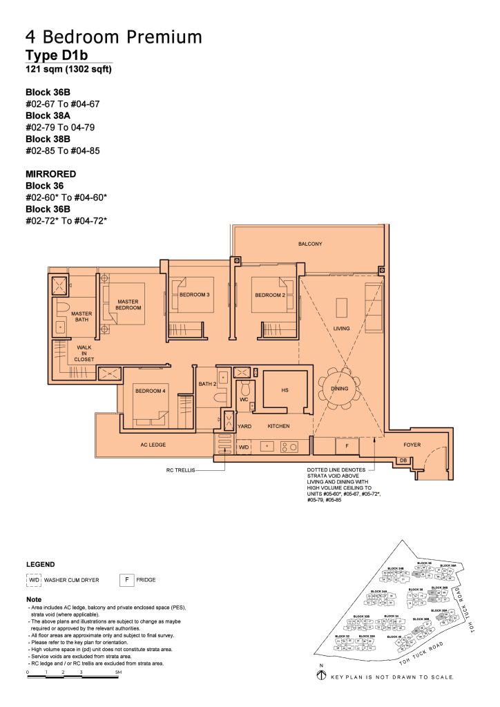 Forett at Bukit Timah floor plan Type D1B, 1302 sqft, Bukit Timah, Singapore