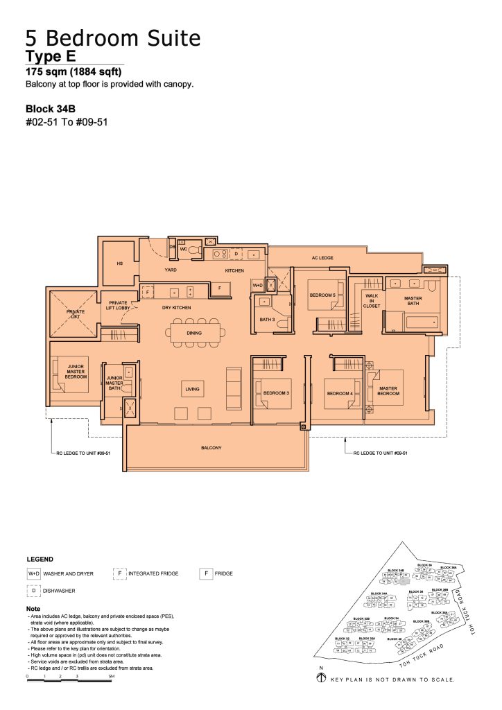 Forett at Bukit Timah floor plan Type E, 1884 sqft, Bukit Timah, Singapore