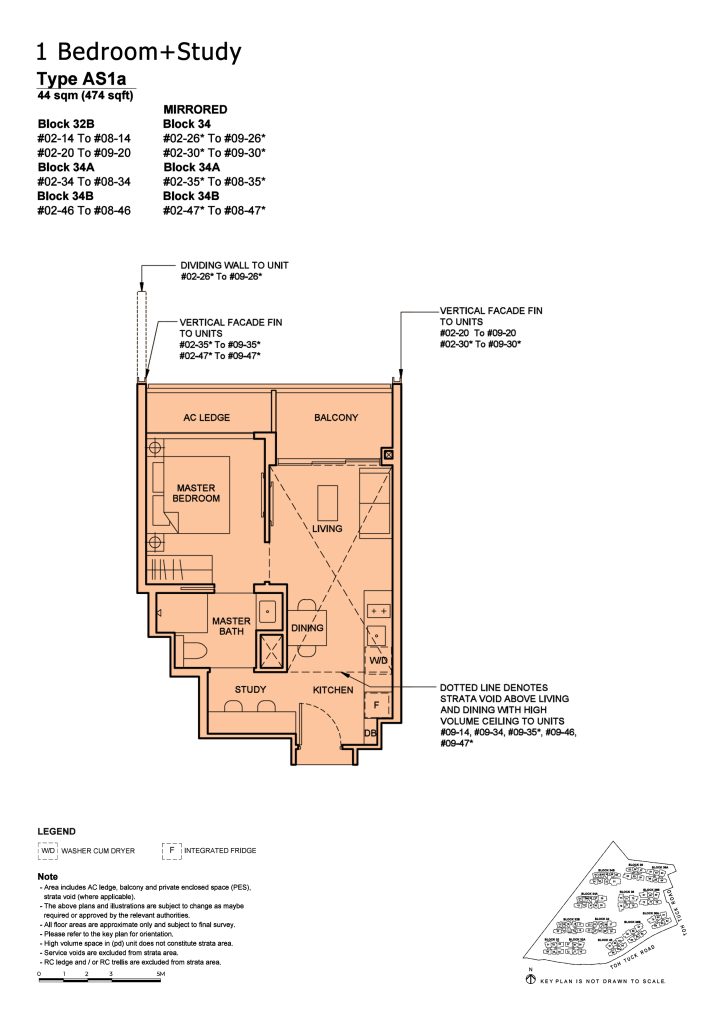 Forett at Bukit Timah floor plan Type AS1A, 474 sqft, Bukit Timah, Singapore