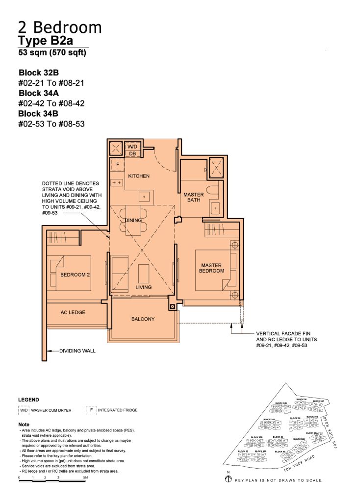 Forett at Bukit Timah floor plan Type B2A, 570 sqft, Bukit Timah, Singapore