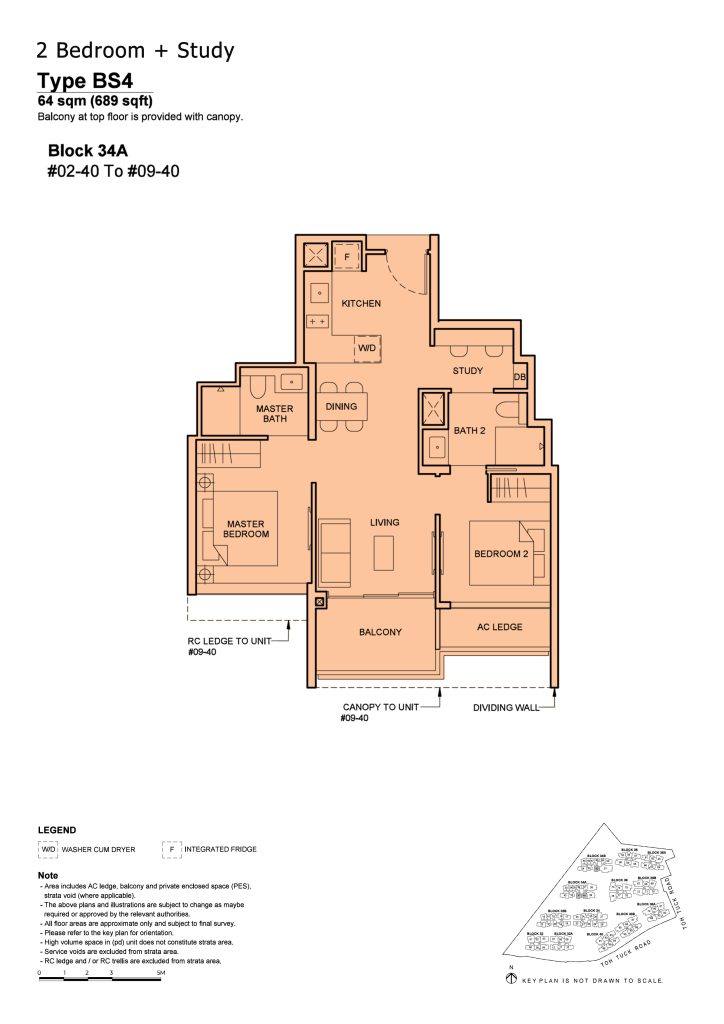Forett at Bukit Timah floor plan Type BS4, 689 sqft, Bukit Timah, Singapore