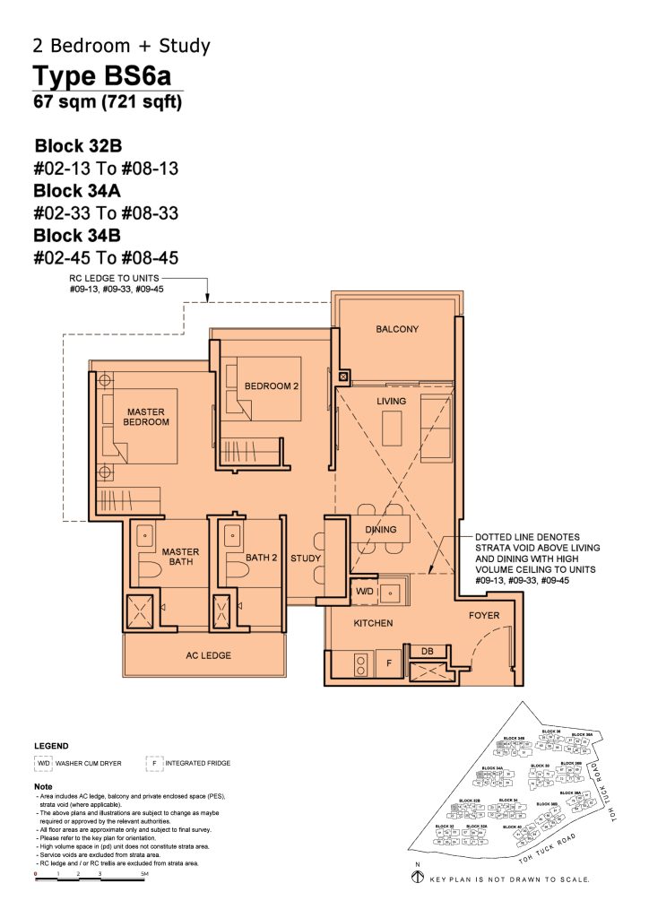 Forett at Bukit Timah floor plan Type BS6A, 721 sqft, Bukit Timah, Singapore