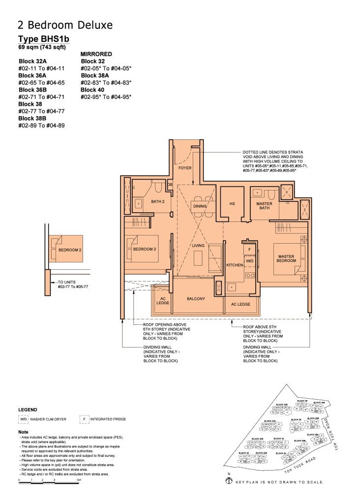 Forett at Bukit Timah floor plan Type BHS1B, 743 sqft, Bukit Timah, Singapore