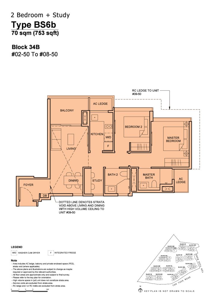 Forett at Bukit Timah floor plan Type BS6B, 753 sqft, Bukit Timah, Singapore