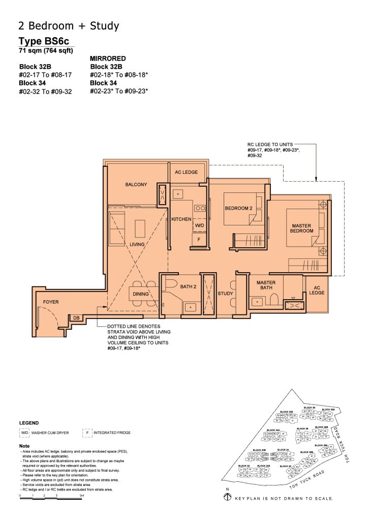 Forett at Bukit Timah floor plan Type BS6C, 764 sqft, Bukit Timah, Singapore