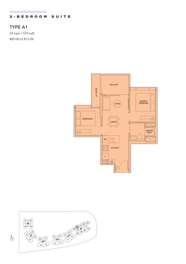 Hyll on Holland floor plan Type A1, 570 sqft, Bukit Timah, Singapore