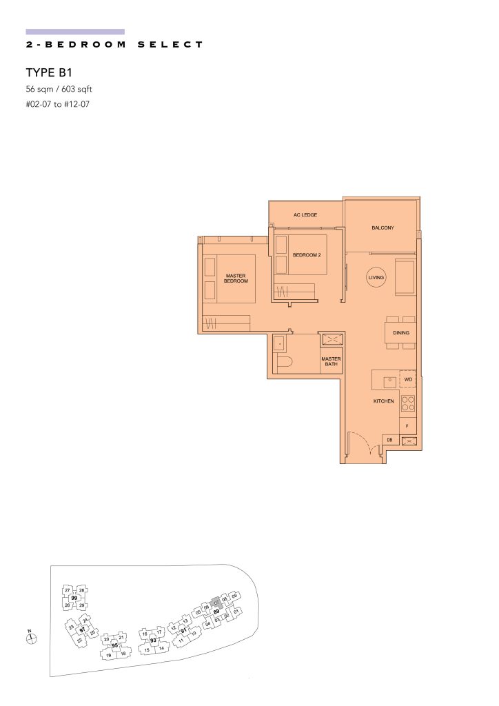 Hyll on Holland floor plan Type B1, 603 sqft, Bukit Timah, Singapore