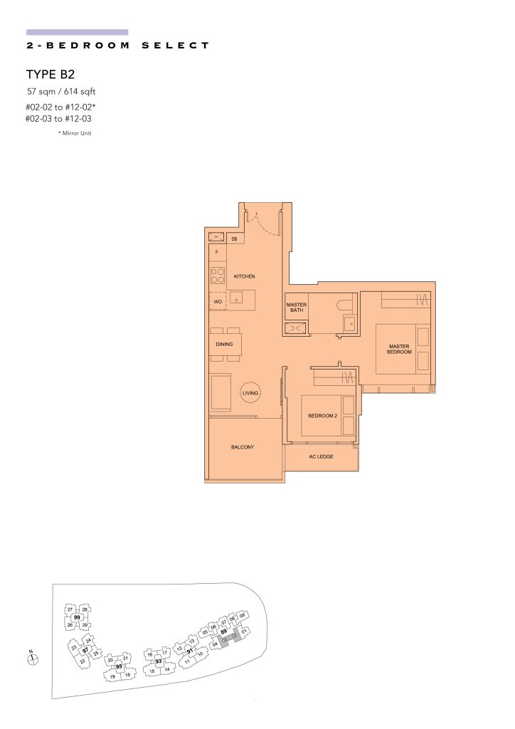 Hyll on Holland floor plan Type B2, 614 sqft, Bukit Timah, Singapore