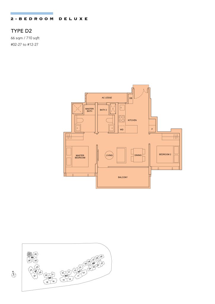 Hyll on Holland floor plan Type D2, 710 sqft, Bukit Timah, Singapore
