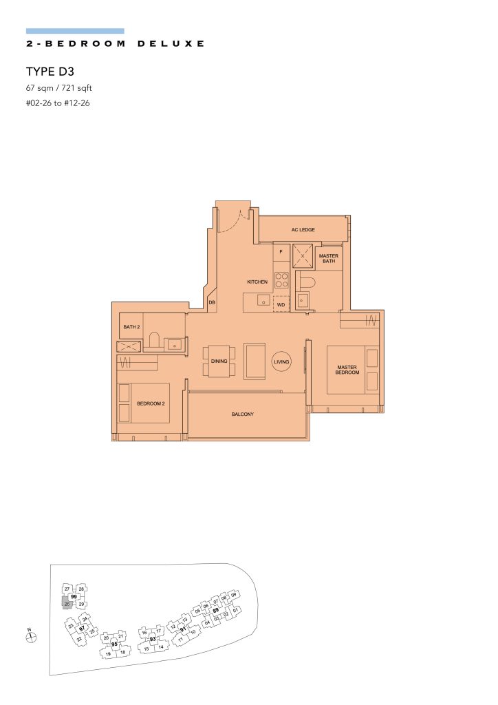 Hyll on Holland floor plan Type D3, 721 sqft, Bukit Timah, Singapore