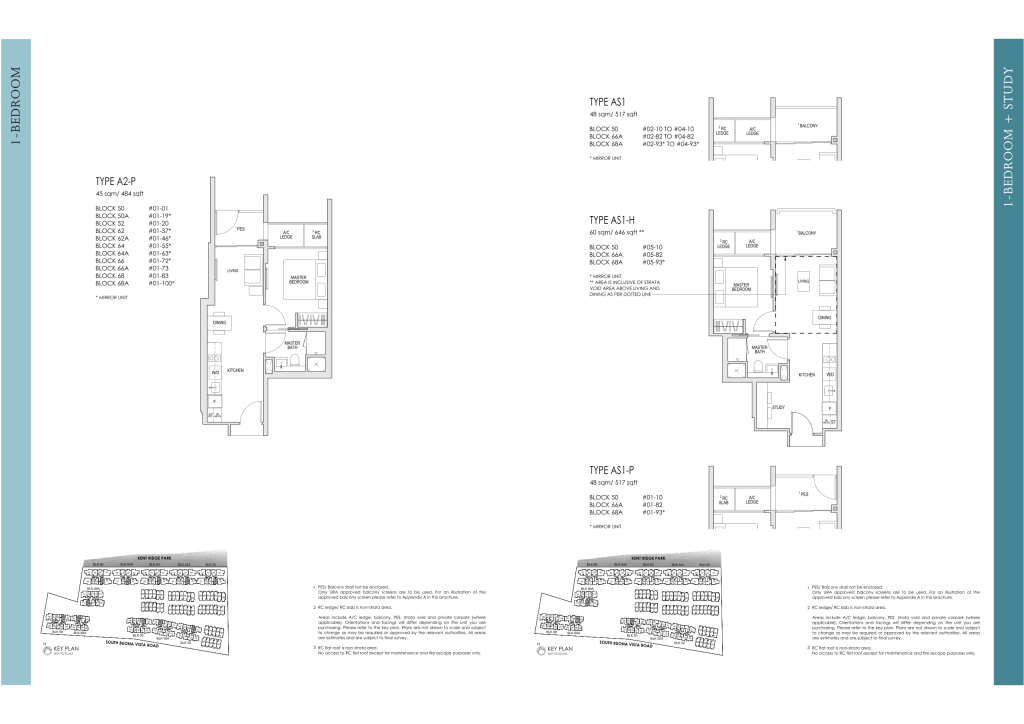 Kent Ridge Hill Residences floor plan Type 646, 484 sqft, Queenstown, Singapore