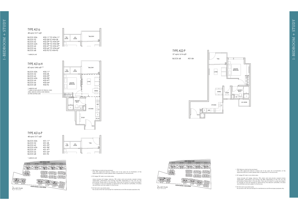 Kent Ridge Hill Residences floor plan Type 614, 517 sqft, Queenstown, Singapore