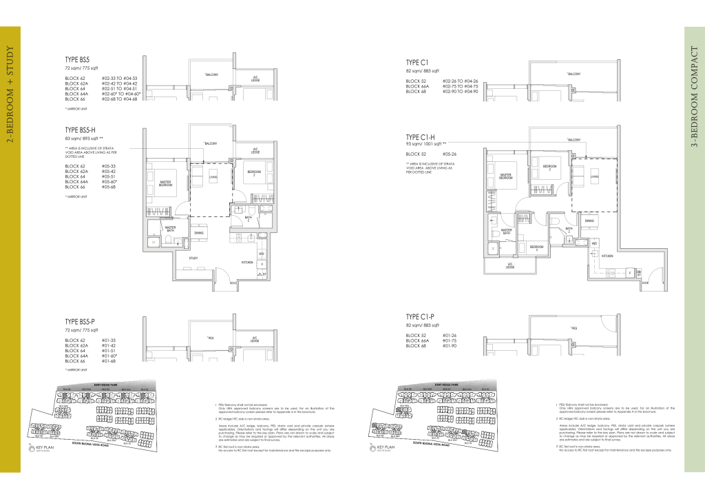 Kent Ridge Hill Residences floor plan, 883 sqft, Queenstown, Singapore