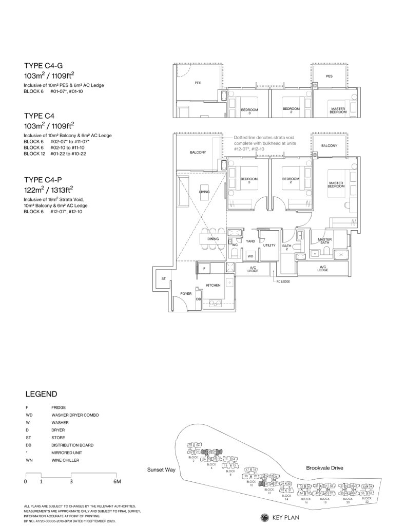 Ki Residences at Brookvale floor plan Type C4, 1109 sqft, Clementi, Singapore