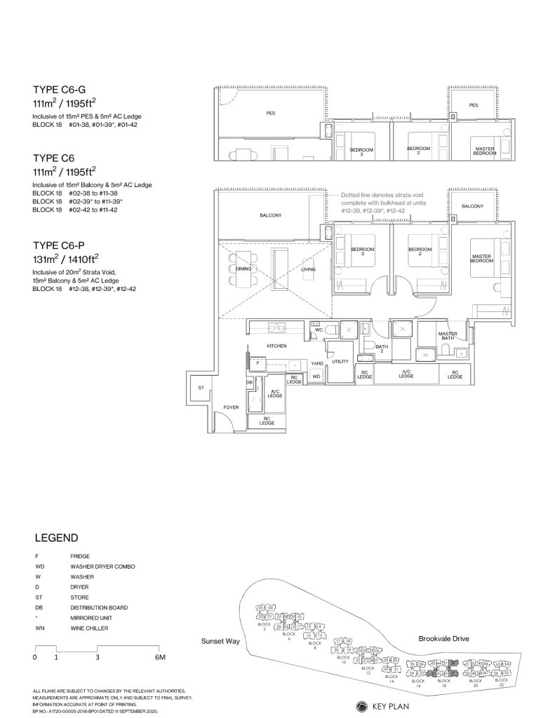 Ki Residences at Brookvale floor plan Type C6, 1195 sqft, Clementi, Singapore