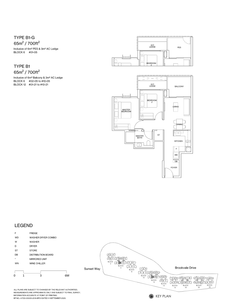 Ki Residences at Brookvale floor plan Type B1, 700 sqft, Clementi, Singapore