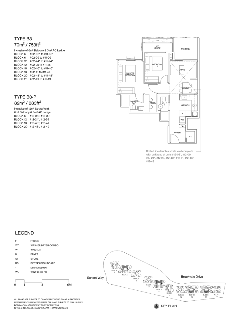 Ki Residences at Brookvale floor plan Type B3, 753 sqft, Clementi, Singapore