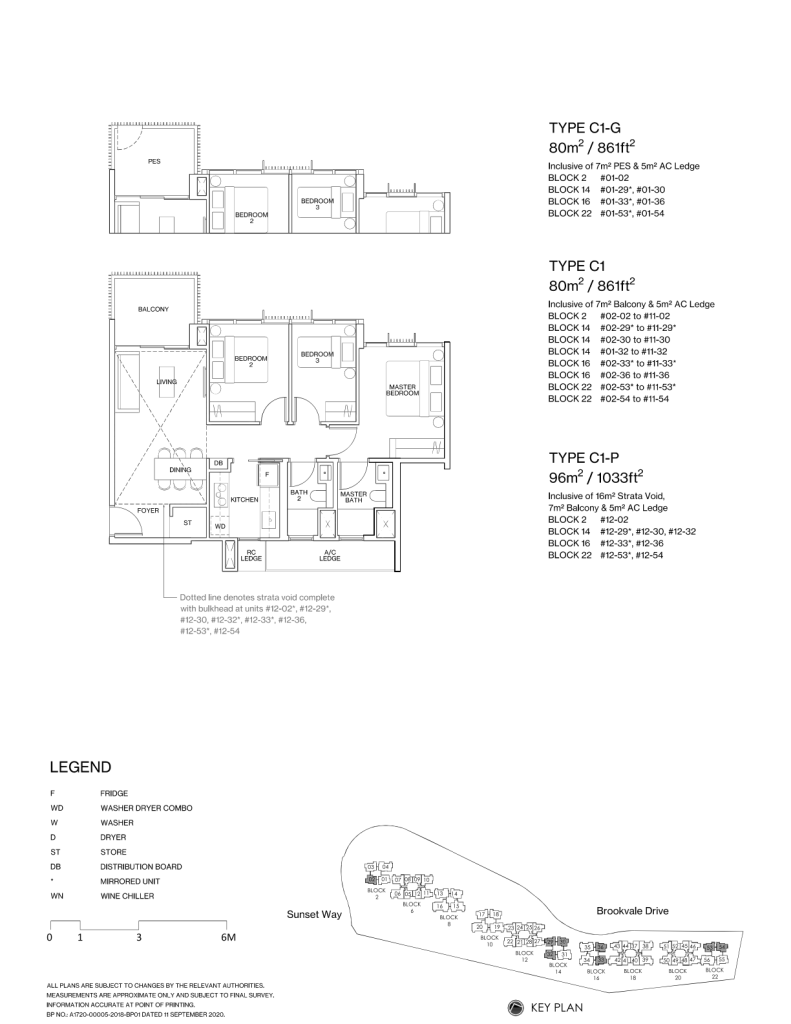Ki Residences at Brookvale floor plan Type C1, 861 sqft, Clementi, Singapore