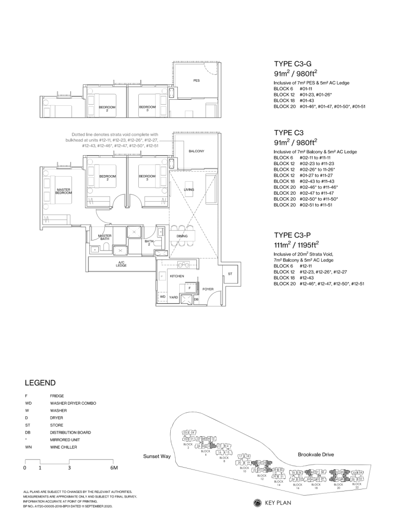 Ki Residences at Brookvale floor plan Type C3, 980 sqft, Clementi, Singapore