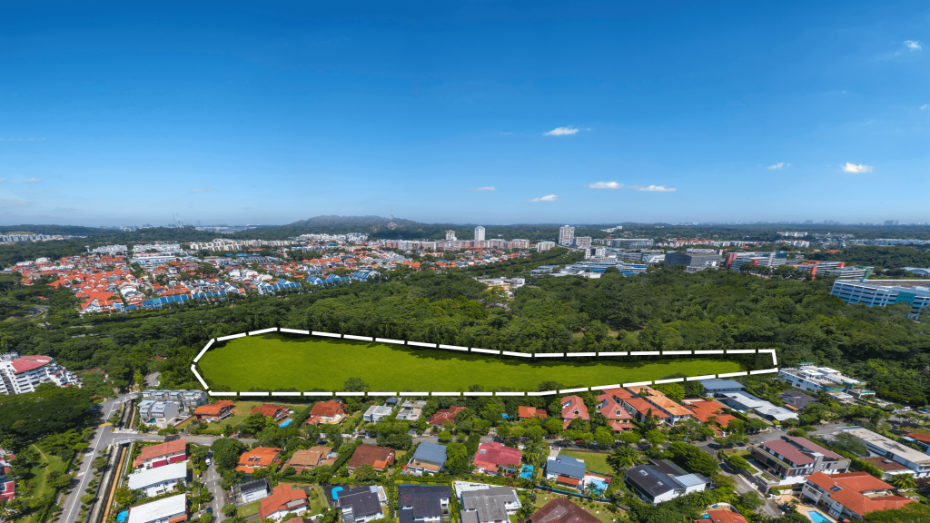 Ki Residences at Brookvale aerial view site with outline, Clementi, Singapore