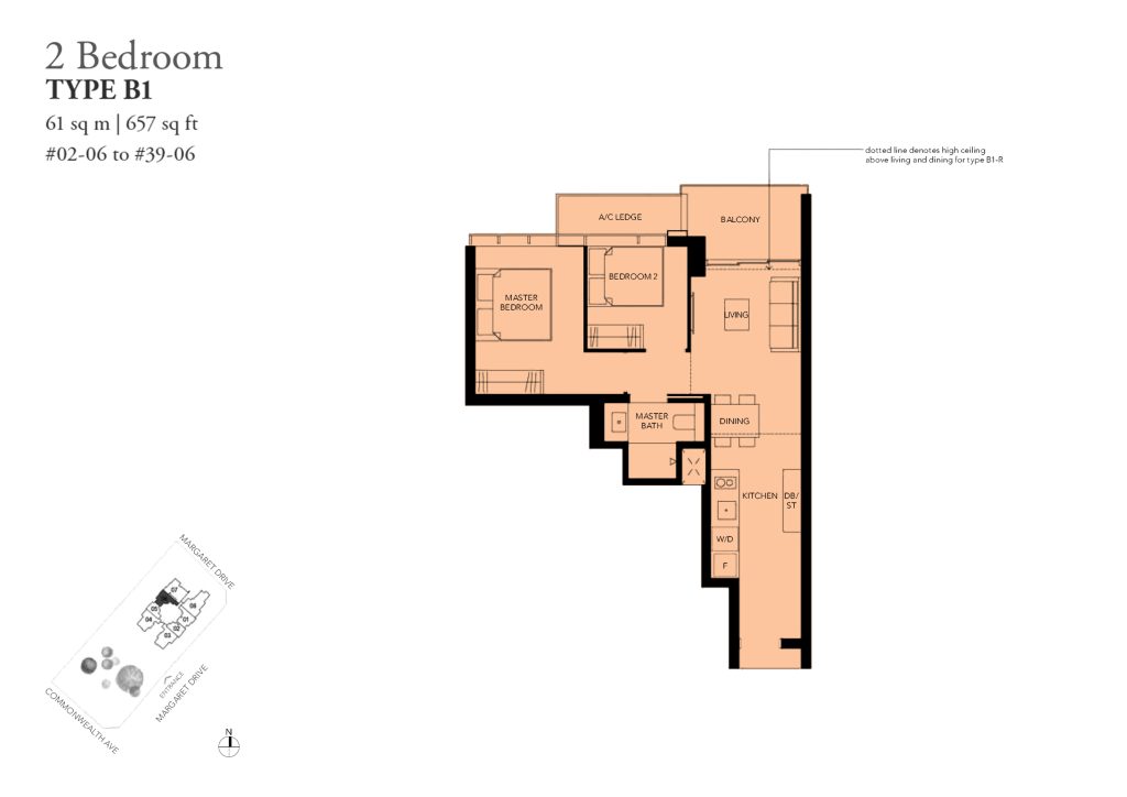 Margaret Ville floor plan, 657 sqft, Queenstown, Singapore