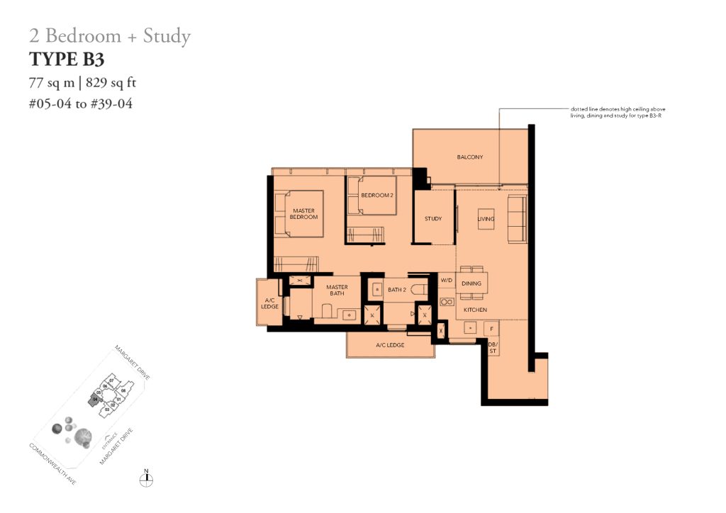 Margaret Ville floor plan, 829 sqft, Queenstown, Singapore